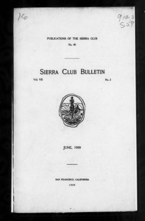 Sierra Club Bulletin 1909 Vol 7 No 2 June cover